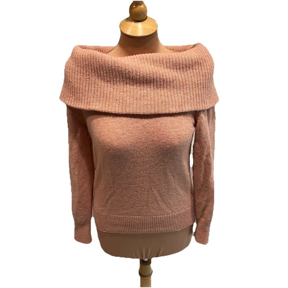 Uniqlo Sweater Pink Cowl Neck Wool Blend Coquette Cozy Feminine Romantic